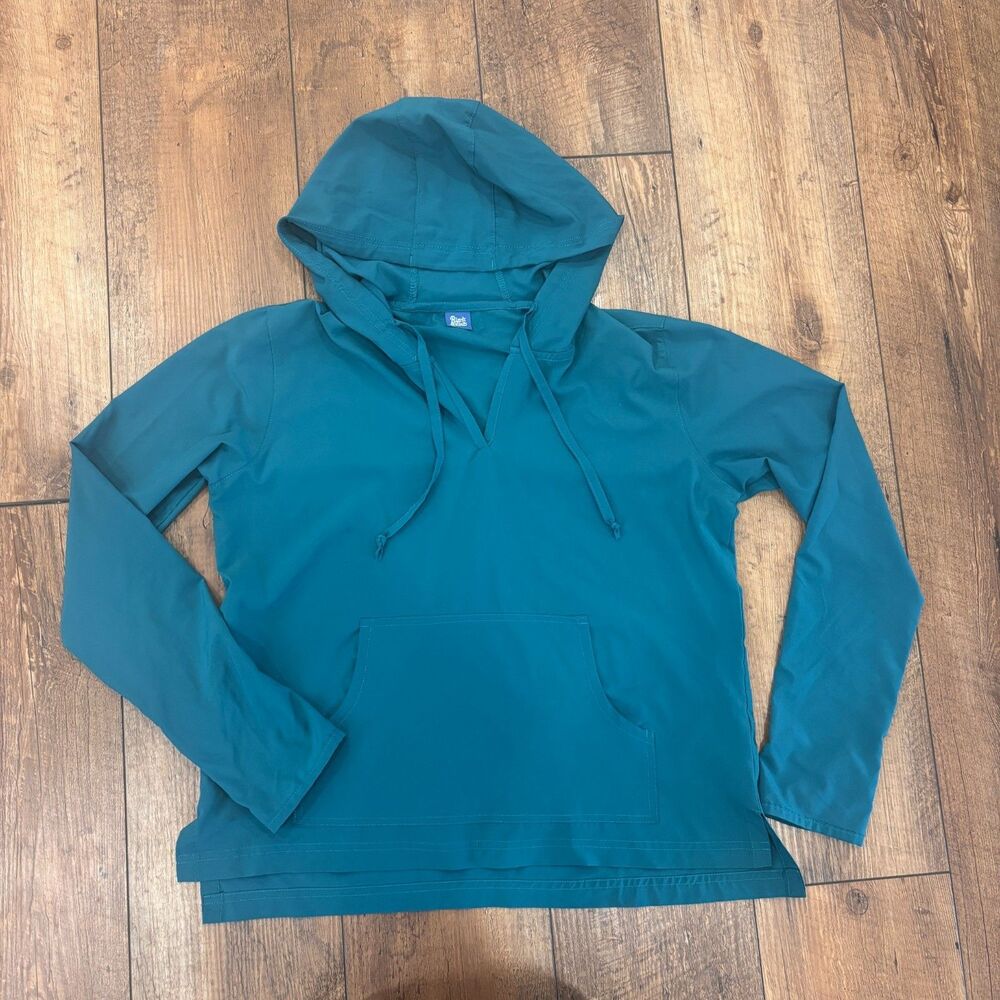 RipSkirt Hawaii Sun Shirt S Teal Blue Hooded Long Sleeve Pullover Beach Coastal - Picture 2 of 8